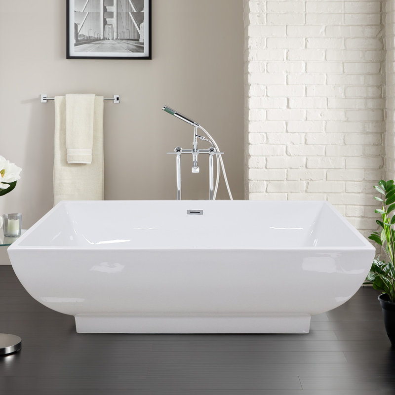 Watqen 71" x 34" Freestanding Soaking Resin Bathtub & Reviews Wayfair